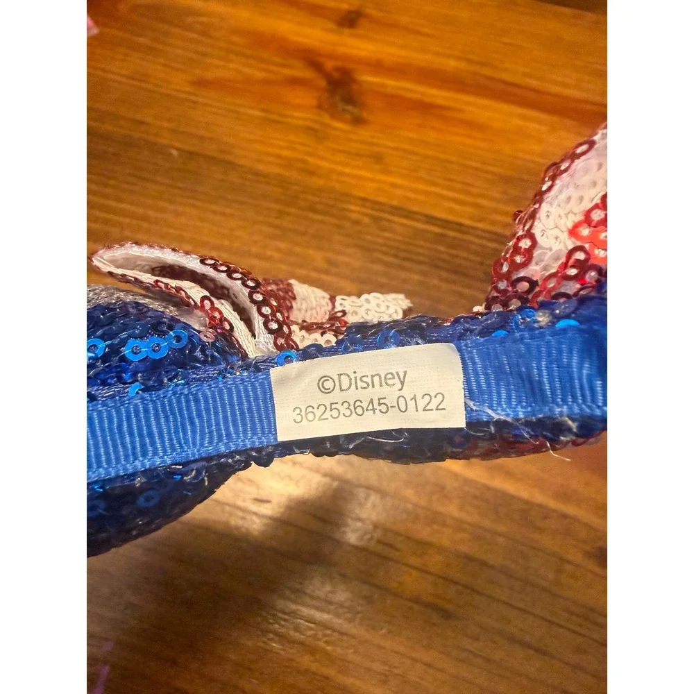 Disney Minnie Mouse Ears Headband Womens OS Blue Red White Patriotic Excellent